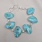 Turquoise Bracelet 925 Silver Blue Statement Gemstone Jewelry Gift for Her