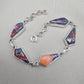 Spiny Oyster Turquoise 925 Sterling Silver Multi Stone Link Bracelet Handmade Boho Statement Jewelry