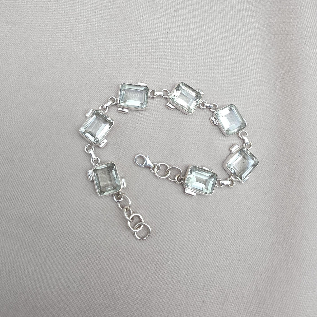 925 Sterling Silver Green Amethyst Bracelet Elegant Minimal Jewelry Gift for Her