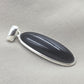 925 Sterling Silver Black Onyx Pendant, Long Oval Cabochon Gemstone Necklace