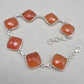 Sterling Silver Carnelian Bracelet, Faceted Gemstone Handmade Jewelry