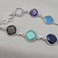 925 Sterling Silver Multi Stone Bracelet Natural Gemstone Cushion Link Jewelry