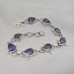 925 Sterling Silver Amethyst Bracelet Pear Shape Purple Gemstone Link Bracelet Gift for Her