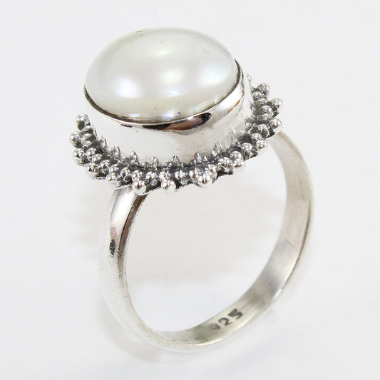 925 SOLID STERLING SILVER NATURAL Mother of Pearl GEMSTONES HANDMADE RING, ALL SIZES AVAILABLE
