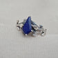925 SOLID STERLING SILVER NATURAL LAPIS LAZULI GEMSTONE HANDMADE RING, LEAF DEGISN BRIDAL RING ALL SIZES AVAILABLE