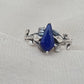925 SOLID STERLING SILVER NATURAL LAPIS LAZULI GEMSTONE HANDMADE RING, LEAF DEGISN BRIDAL RING ALL SIZES AVAILABLE