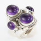 925 SOLID STERLING SILVER NATURAL PURPLE AMETHYST GEMSTONES HANDMADE RING, ALL SIZES AVAILABLE