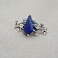 925 SOLID STERLING SILVER NATURAL LAPIS LAZULI GEMSTONE HANDMADE RING, LEAF DEGISN BRIDAL RING ALL SIZES AVAILABLE