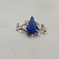 925 SOLID STERLING SILVER NATURAL LAPIS LAZULI GEMSTONE HANDMADE RING, LEAF DEGISN BRIDAL RING ALL SIZES AVAILABLE
