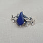 925 SOLID STERLING SILVER NATURAL LAPIS LAZULI GEMSTONE HANDMADE RING, LEAF DEGISN BRIDAL RING ALL SIZES AVAILABLE