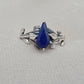 925 SOLID STERLING SILVER NATURAL LAPIS LAZULI GEMSTONE HANDMADE RING, LEAF DEGISN BRIDAL RING ALL SIZES AVAILABLE