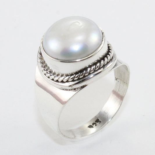 925 SOLID STERLING SILVER NATURAL Mother of Pearl GEMSTONES HANDMADE RING, ALL SIZES AVAILABLE