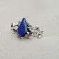 925 SOLID STERLING SILVER NATURAL LAPIS LAZULI GEMSTONE HANDMADE RING, LEAF DEGISN BRIDAL RING ALL SIZES AVAILABLE