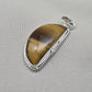 Half Moon Tiger Eye Pendant: 925 Sterling Silver Protection Gemstone Necklace Courage Jewelry