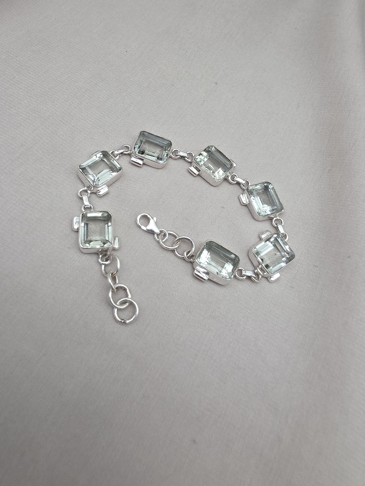 925 Sterling Silver Green Amethyst Bracelet Elegant Minimal Jewelry Gift for Her