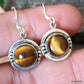 925 SOLID STERLING SILVER NATURAL TIGER EYE GEMSTONE HOOK EARRING