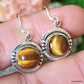 925 SOLID STERLING SILVER NATURAL TIGER EYE GEMSTONE HOOK EARRING