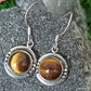 925 SOLID STERLING SILVER NATURAL TIGER EYE GEMSTONE HOOK EARRING