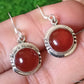 925 SOLID STERLING SILVER NATURAL RED ONYX GEMSTONE HOOK EARRING