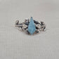 925 SOLID STERLING SILVER NATURAL AQUAMARINE GEMSTONE HANDMADE RING, LEAF DEGISN BRIDAL RING ALL SIZES AVAILABLE