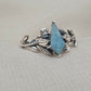 925 SOLID STERLING SILVER NATURAL AQUAMARINE GEMSTONE HANDMADE RING, LEAF DEGISN BRIDAL RING ALL SIZES AVAILABLE