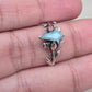 925 SOLID STERLING SILVER NATURAL AQUAMARINE GEMSTONE HANDMADE RING, LEAF DEGISN BRIDAL RING ALL SIZES AVAILABLE