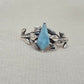 925 SOLID STERLING SILVER NATURAL AQUAMARINE GEMSTONE HANDMADE RING, LEAF DEGISN BRIDAL RING ALL SIZES AVAILABLE