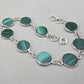 Malachite Bracelet 925 Sterling Silver Round Cabochon Green Gemstone Link Bracelet Handmade Jewelry