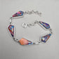Spiny Oyster Turquoise 925 Sterling Silver Multi Stone Link Bracelet Handmade Boho Statement Jewelry