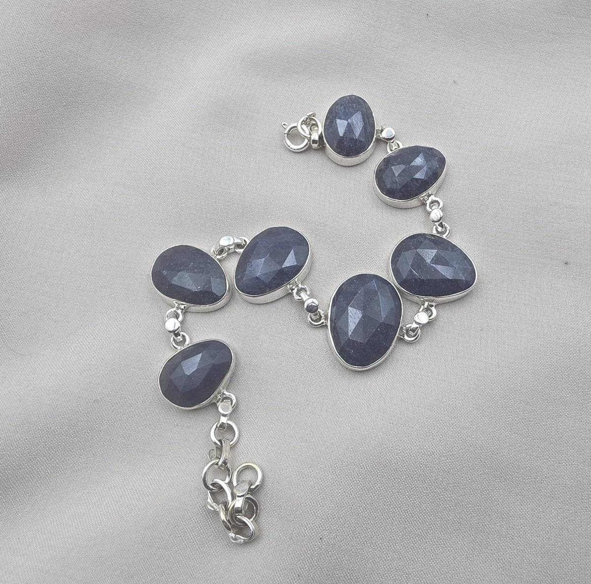 925 Sterling Silver Blue Sapphire Bracelet Faceted Sapphire Jewelry September Birthstone