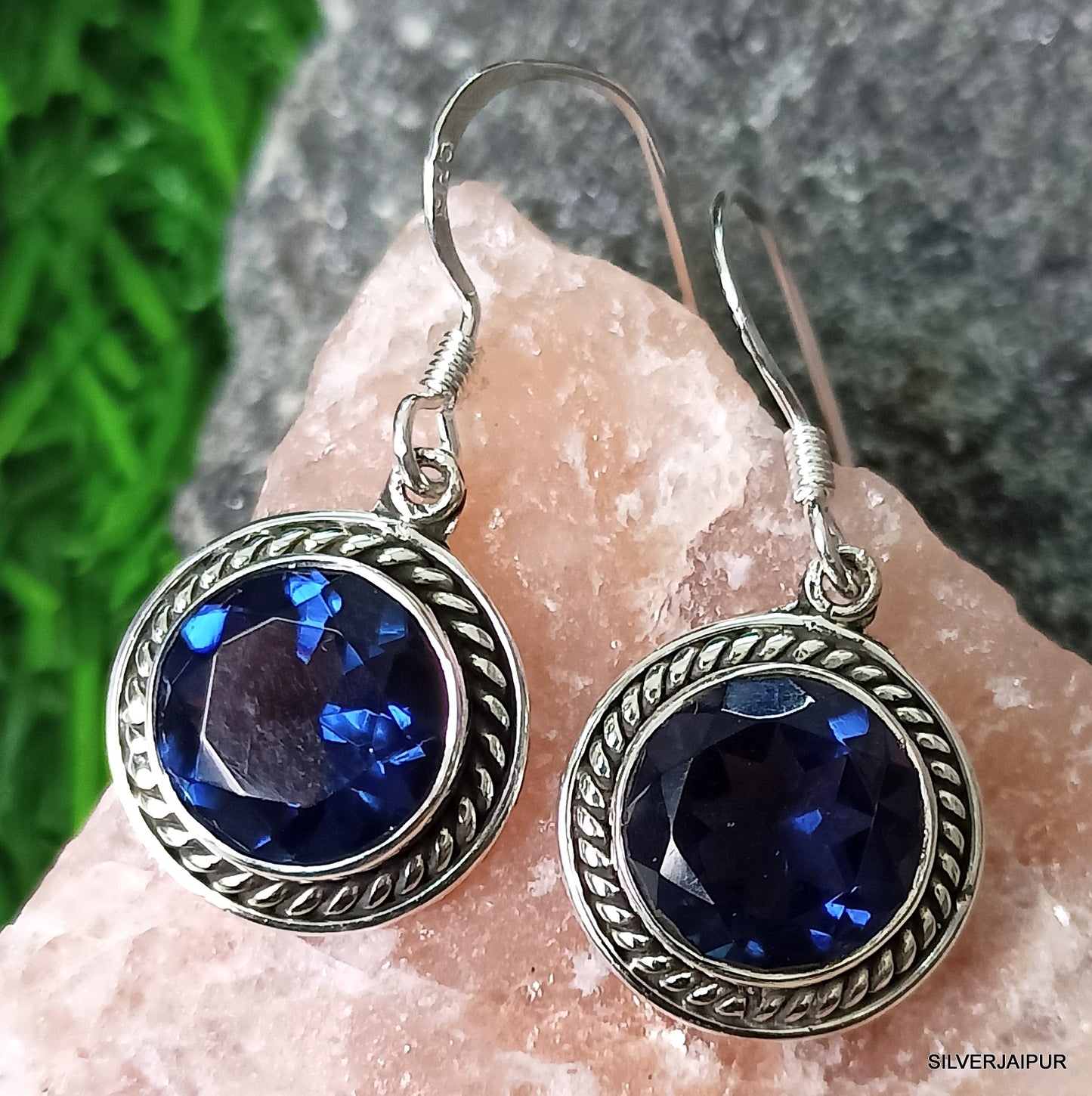 925 SOLID STERLING SILVER NATURAL KYANITE GEMSTONE HOOK EARRING