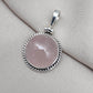 Handmade Rose Quartz Pendant: 925 Sterling Silver Round Necklace