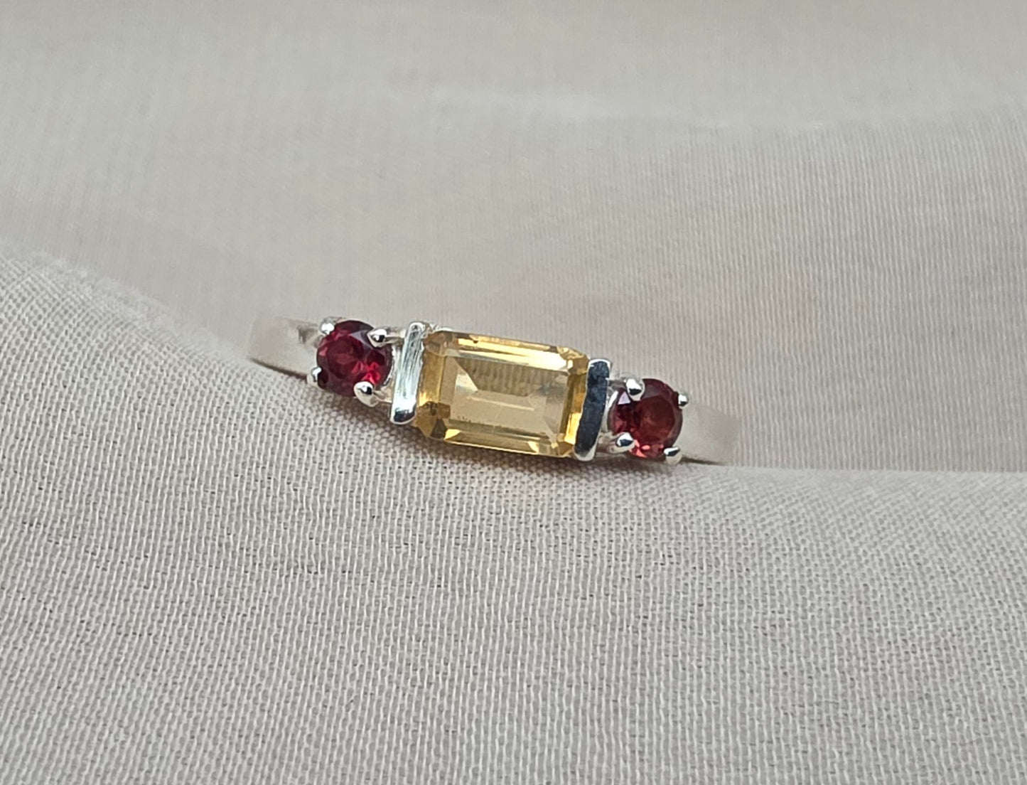925 SOLID STERLING SILVER NATURAL CITRINE GEMSTONE HANDMADE RING, GARNET WEDDING RING ALL SIZES AVAILABLE
