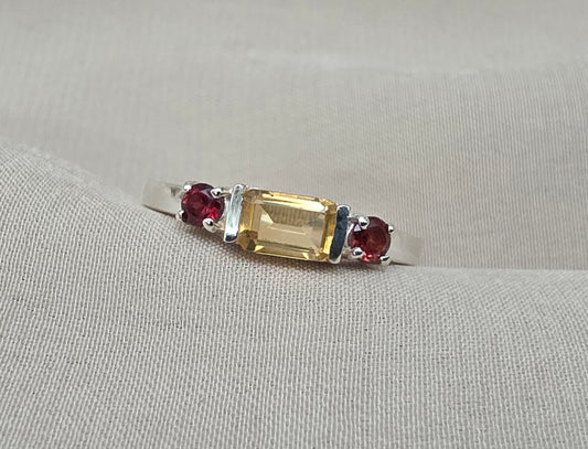 925 SOLID STERLING SILVER NATURAL CITRINE GEMSTONE HANDMADE RING, GARNET WEDDING RING ALL SIZES AVAILABLE