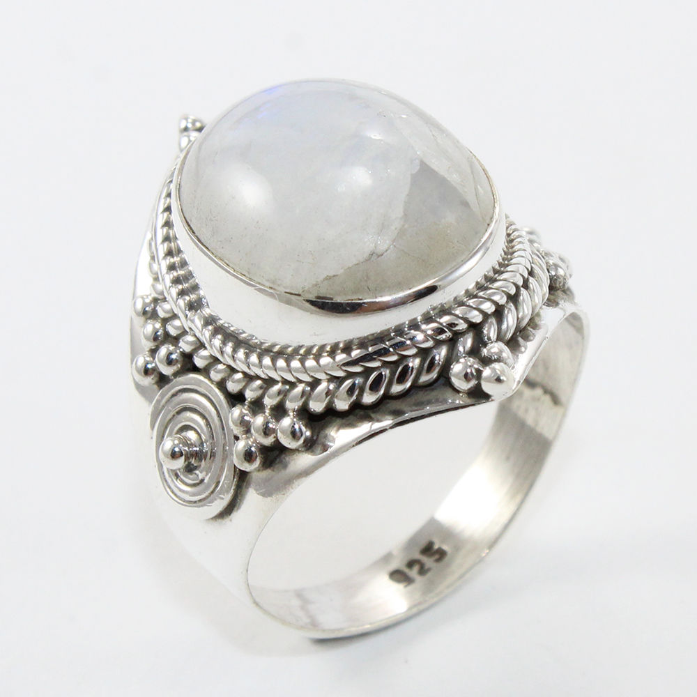 925 SOLID STERLING SILVER NATURAL RAINBOW MOONSTONE GEMSTONES HANDMADE RING, ALL SIZES AVAILABLE