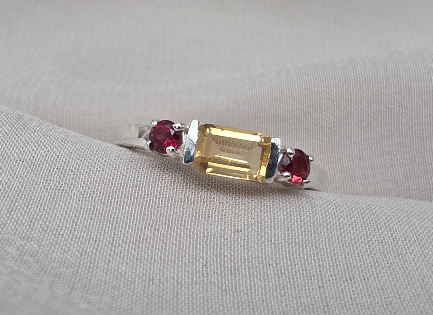 925 SOLID STERLING SILVER NATURAL CITRINE GEMSTONE HANDMADE RING, GARNET WEDDING RING ALL SIZES AVAILABLE
