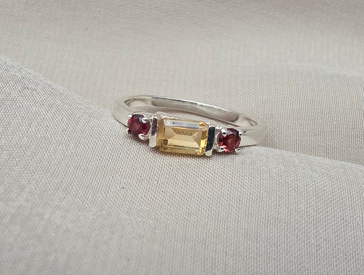 925 SOLID STERLING SILVER NATURAL CITRINE GEMSTONE HANDMADE RING, GARNET WEDDING RING ALL SIZES AVAILABLE