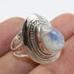 925 SOLID STERLING SILVER NATURAL RAINBOW MOONSTONE GEMSTONES HANDMADE RING, ALL SIZES AVAILABLE