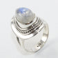 925 SOLID STERLING SILVER NATURAL RAINBOW MOONSTONE GEMSTONES HANDMADE RING, ALL SIZES AVAILABLE