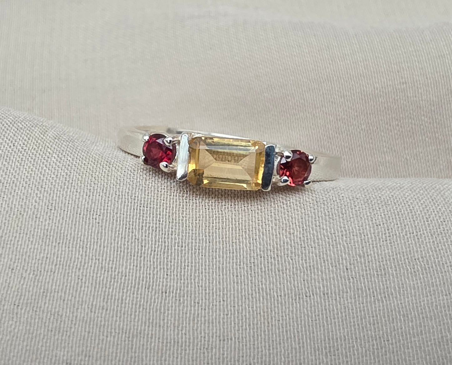 925 SOLID STERLING SILVER NATURAL CITRINE GEMSTONE HANDMADE RING, GARNET WEDDING RING ALL SIZES AVAILABLE