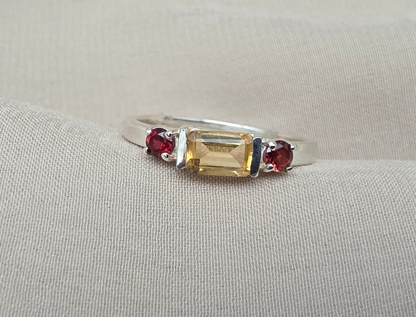 925 SOLID STERLING SILVER NATURAL CITRINE GEMSTONE HANDMADE RING, GARNET WEDDING RING ALL SIZES AVAILABLE
