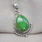 Green Copper Turquoise Pendant: Sterling Silver Boho Necklace