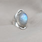 Rainbow Moonstone Ring: Sterling Silver Statement Jewelry, Artisan Boho Design