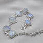 Rainbow Moonstone 925 Sterling Silver Bracelet Natural Oval Link Jewelry