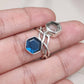 Labradorite & Green Amethyst 925 Sterling Silver Ring: Adjustable Double Stone