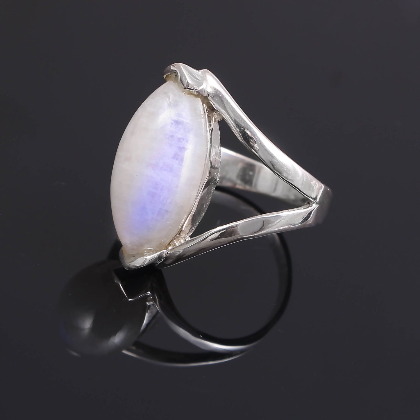 925 SOLID STERLING SILVER NATURAL RAINBOW MOONSTONE GEMSTONES HANDMADE RING, ALL SIZES AVAILABLE