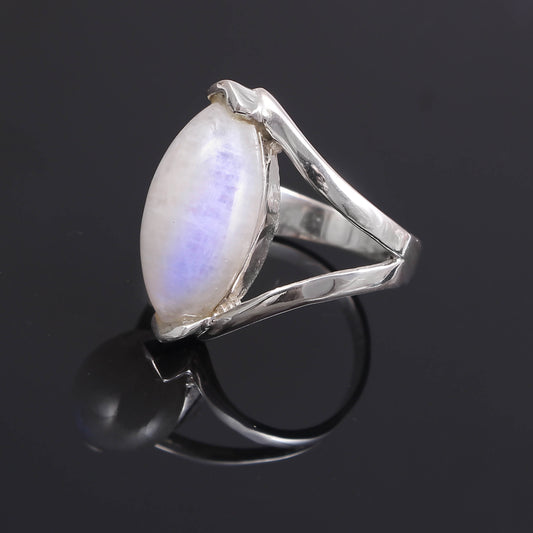 925 SOLID STERLING SILVER NATURAL RAINBOW MOONSTONE GEMSTONES HANDMADE RING, ALL SIZES AVAILABLE