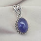 Natural Tanzanite Cabochon Pendant 925 Sterling Silver Handmade Blue Violet Gemstone Jewelry Gift
