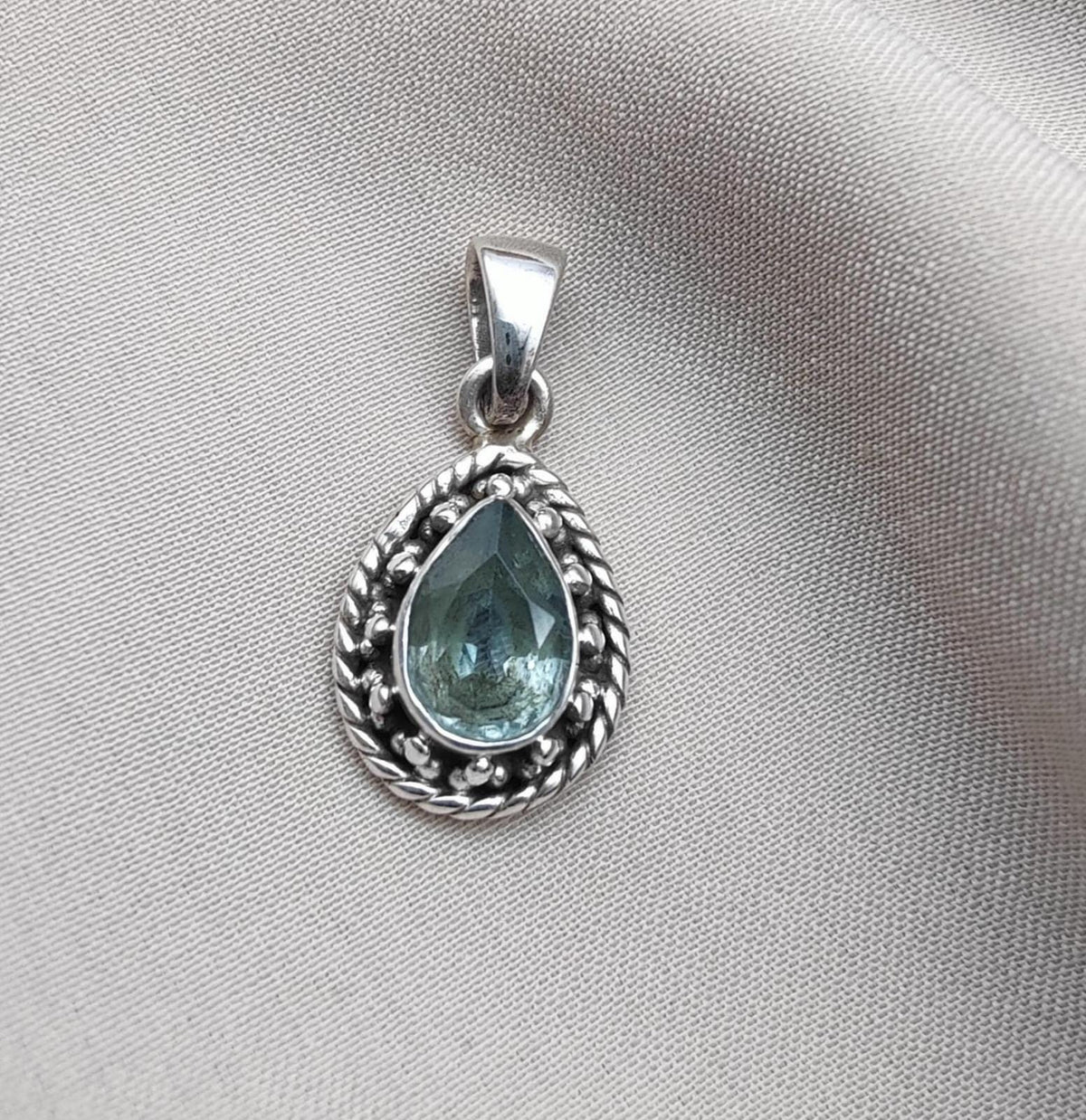 Sterling Silver Blue Topaz Pendant Necklace: December Birthstone Gift