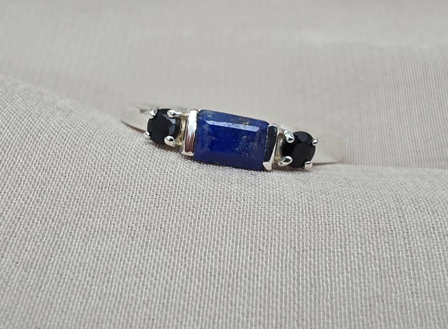 925 SOLID STERLING SILVER NATURAL LAPIS LAZULI GEMSTONE HANDMADE RING, BLACK ONYX WEDDING RING ALL SIZES AVAILABLE
